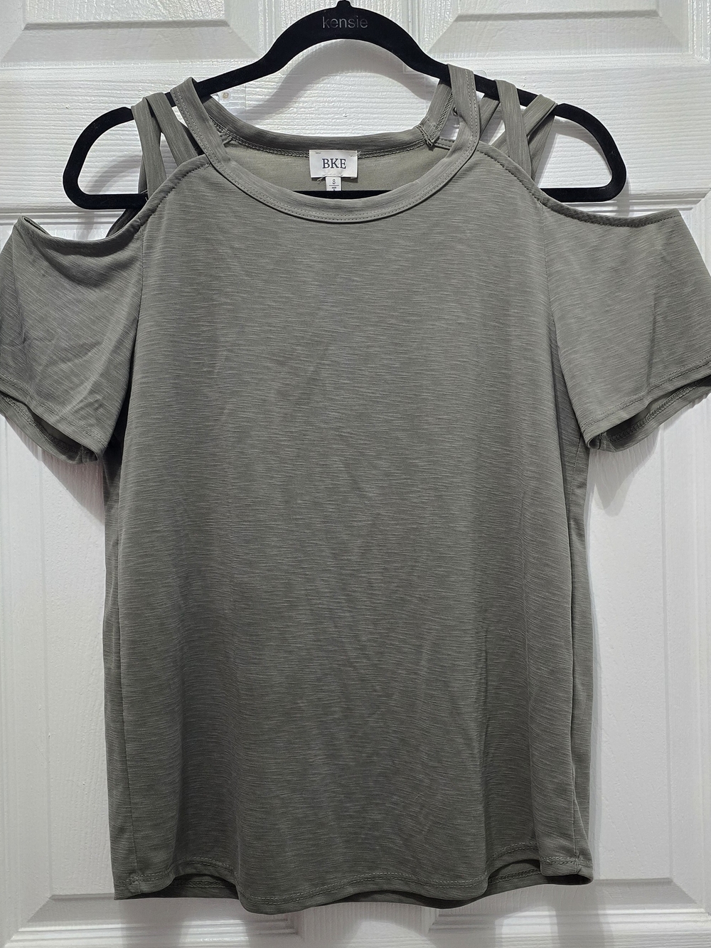 BKE Olive Green Cold-Shoulder Top